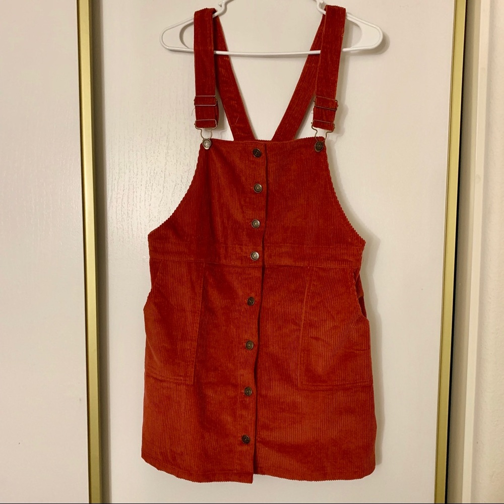 Sadie & Sage Rust Red Overall Dress